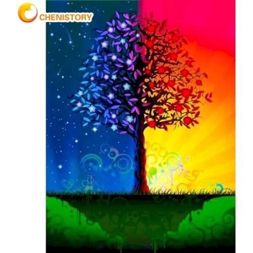 CHENISTORY 5D Full Drill Square Diamond Painting Landscape Diamond Embroidery Tree Mosaic Picture Of Rhinestones Handmade Gift