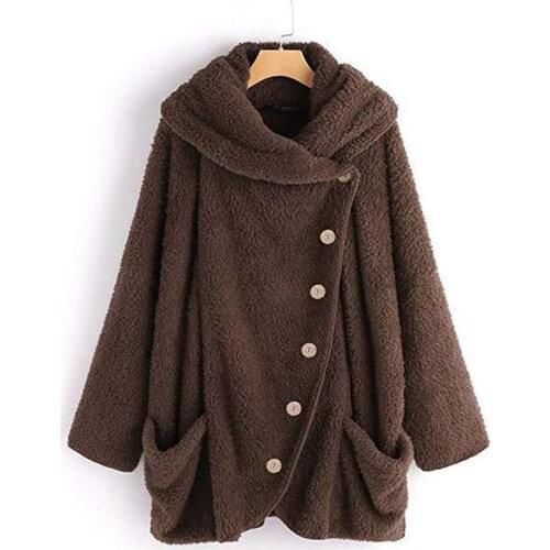 2019 Brand New Women Fuzzy Jacket Plus Size Warm Fleece Coat Oversized Long Coat Single Breasted Winter Outfit S-5XL Chaqueta