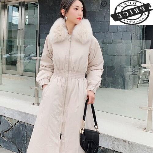 Jacket Womens Down Long Coat Female Jacket Real Fox Fur Collar Warm Winter Women Parka Slim 2021 Mujeres Abrigos Pph1322