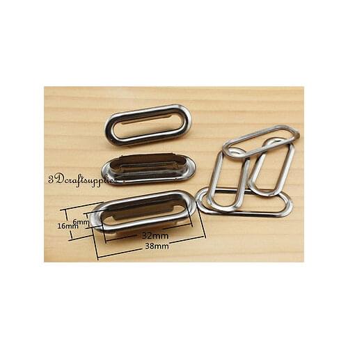 Eyelets metal with washer grommets gunmetal oval 40 sets 32 mm CF16
