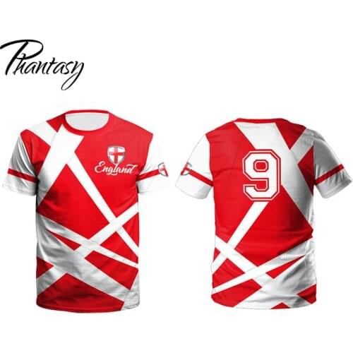 Phantasy England Football Tee Shirts Men Soccer Tops European 2021 Cup Sportwear Country Flag Printed O-neck T-shirt Oversize