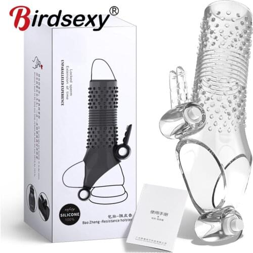 Men Penis Vibrating Ring Delay Ejaculation Dick Sleeve Ring Dual Penetration G spot Stimulator Dildo Vibrator Sex Toys for Women