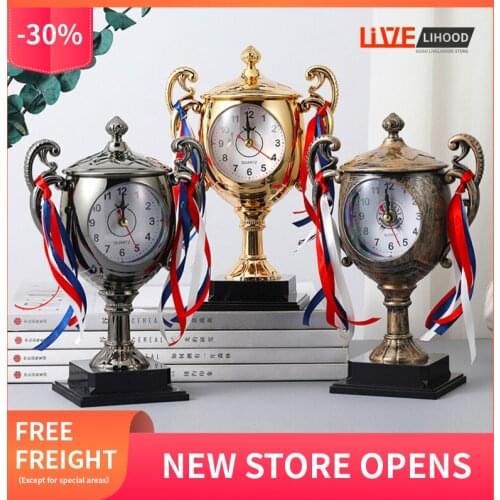 New creative trophy, small alarm clock, desktop ornaments, childrens bedside, wake up students, gift prizes