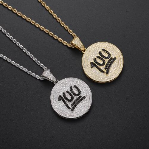 Iced Out Prong Setting Bling Bling Zircon Necklace Brass CZ Pendants Men Hip Hop Jewelry CN372