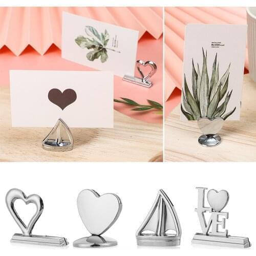 Romantic Heart Shape Photos Clips Wedding Table Number Holder Stands Name Seating Labels Placecard Clips Cards Display Stand
