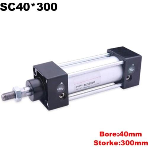 SC40 Series Single Rod Double Acting Pneumatic Cylinder Bore 40mm Strock 300 Standard Air Cylinders SC40*300