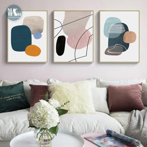 Modern Abstract Geometric color block Wall Poster Print colorful Canvas Painting Art Living Room Decoration Pictures Home Decor