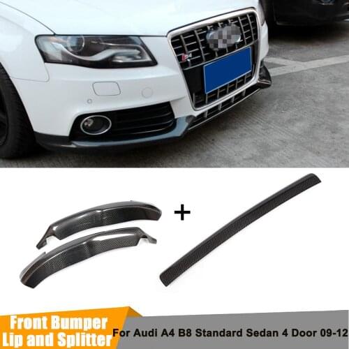 A4 B8 Carbon Fiber Front Center Bumper Lip And Apron Splitter for Audi A4 B8 Standard Sedan 4 Door Body Kit 2009-2012