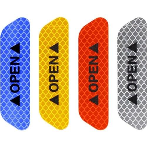 4 Pcs Car Door Open Prompt Anti-Collision Reflective Stickers Tape Conspicuity Safety Caution Warning Sticker for Truck Trailer