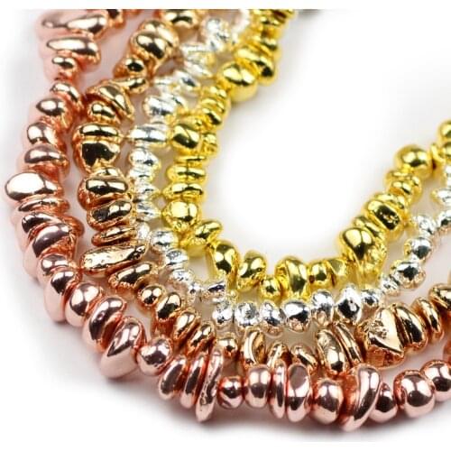 UPGFNK Rose Gold plating Natural Hematite Stone 4~10mm irregular Loose Spacer beads for Jewelry making DIY bracelet Accessories