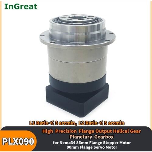 4,5,7:1~100:1 Ratio 6000rpm 3Arcmin Helical Gear Flange Output Reducer Planetary Gearbox for Nema34 Stepper 80,90mm Servo Motor