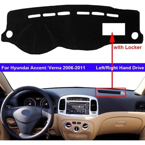 Car Inner Dashboard Cover For Hyundai Accent Verna 2006 - 2011 Auto Dash Mat Carpet Cape Sun shade Dashmat Pad 2010 2009 2008