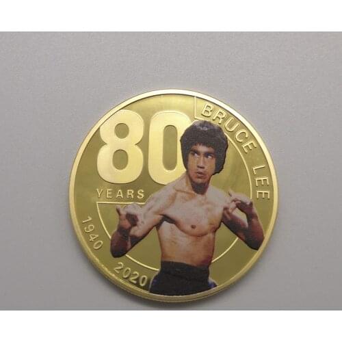 New desinge Bruce Lee the 80th Anniversary gold silver Commemorative Coin Chinese Dragon Metal Challenge Coin Collection