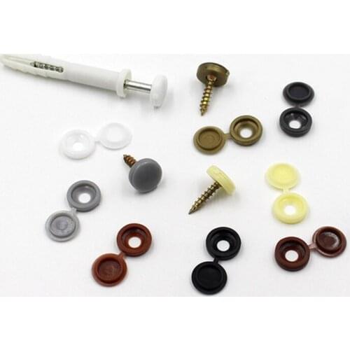 100Pcs Hinged Plastic Screw Cap Cover Fold Snap Protective Cap Button For Car Furniture Decorative Nuts Cover Bolts Hardware