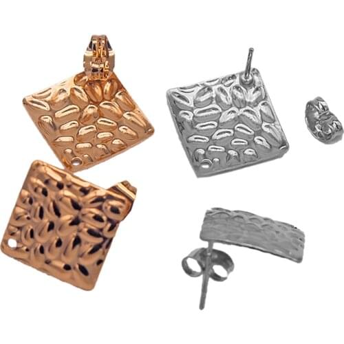 10pcs/lot Stainless Steel Gold Big Square Geometry Stud Earring Women Exaggerated Jewelry Making Findings Diy Accessorie Gifts