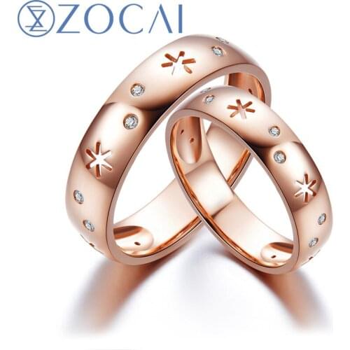 ZOCAI New Arrival ICE and FIRE Series Wedding Bands Ring 0.12 Ct Real Diamond Ring 18K Rose gold women wedding ring Q80083ABT
