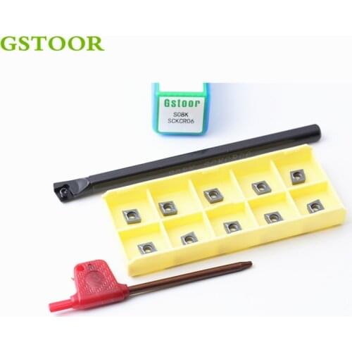 10PCS CCMT060204 CCMT060208 Carbide Inserts 1PC S08K-SCKCR/L06 S10K-SCKCR/L06 S12M-SCKCR/L06 Turning Tools Bar Lathe Cutting