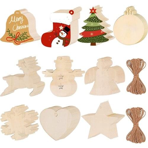 10Pcs Wooden Christmas Hanging Ornaments Unfinished Predrilled Wood Circles Kids DIY Crafts Centerpieces Holiday Hanging Decor