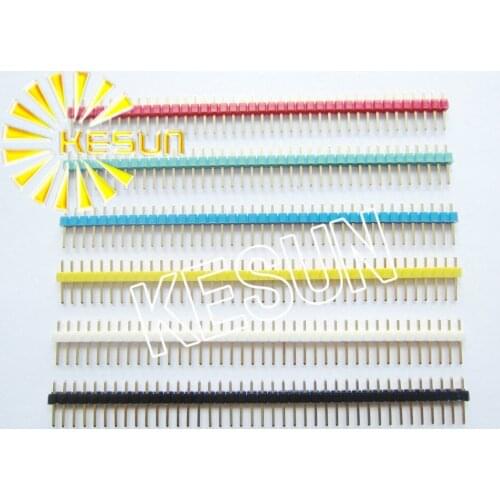 200pcs x Black White Red Yellow Blue Green Single Row 1*40 2.54mm Male Pin Header Strip Gold-plated ROHS Resistor