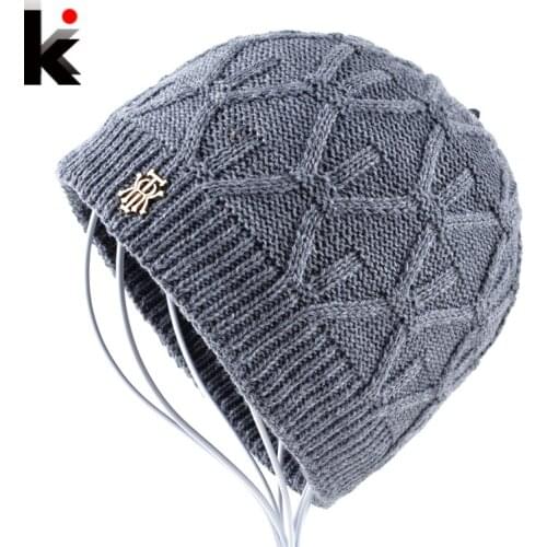 2018 Winter beanies knitted hat mens skullies triple layer fabrics warm casual cap bonnet plus velvet hants for men beanie