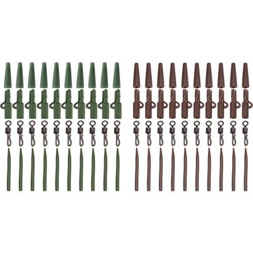 40 Pcs Carp Fishing Accessories Lead Clip Quick Change Swivel Tail Rubber Anti-Tangle Sleeves for Carp Rig Coarse Fishing Tackle