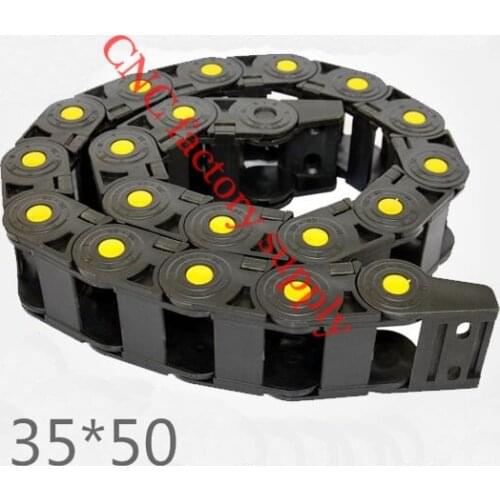 Free Shipping Yellow spot 1M 35*50 mm Plastic Cable Drag Chain For CNC Machine,Inner diameter opening cover,PA66