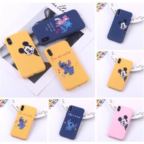 Disney Mickey Mouse Stitch phone case for iPhone 11 Pro Max mini 5 6 7 8 plus XR X XS MAX SE Simple fashion shockproof shell