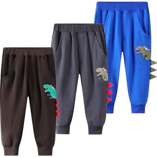 Toddler Kids Baby Boys Cartoon Dinosaur Print Pants Winter Warm Trousers Sport Print Pants 2 3 4 5 7 9 Years pantalon enfant