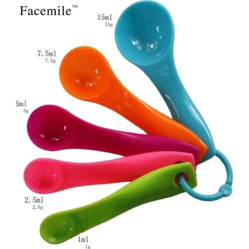 Facemile 5Pcs Kitchen Colourworks Colorful Measuring Spoons Spoon Cup Utensils Cream Cooking Baking Set Kitchen Tools 52065