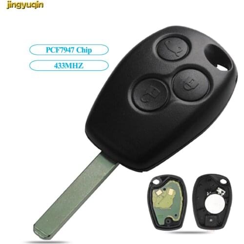 Jingyuqin Remote Control Auto Car Key FOB 433MHz PCF7947 Chip for Renault Kangoo II Clio III 307 Blade 3 Buttons
