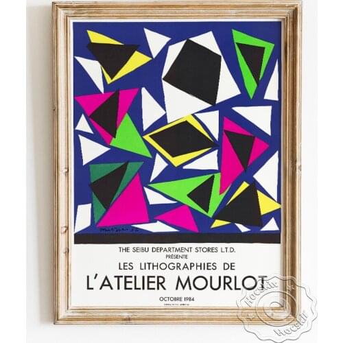 Henri Matisse Exhibition Museum Poster, Abstract Colorful Cut Outs Art Prints, Irregular Geometry Pattern Ornamental Picture