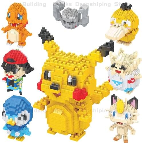 Pokemon Pikachu Blocks Small Cartoon Animal Model Education Game Graphics Mini Action Figure Bricks Pokemon Toys for Children