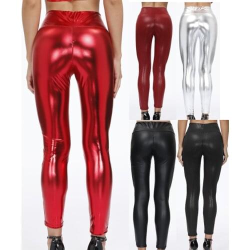 Patent leather skinny pants Slim leather pants Appeal show Open crotch pants Nightclub stage ds costumes