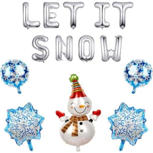 LET IT SNOW Banner Mylar Foil Balloons Winter Party Decoration Snow Balloons Marry Christmas Supplies Silent Night Supplies