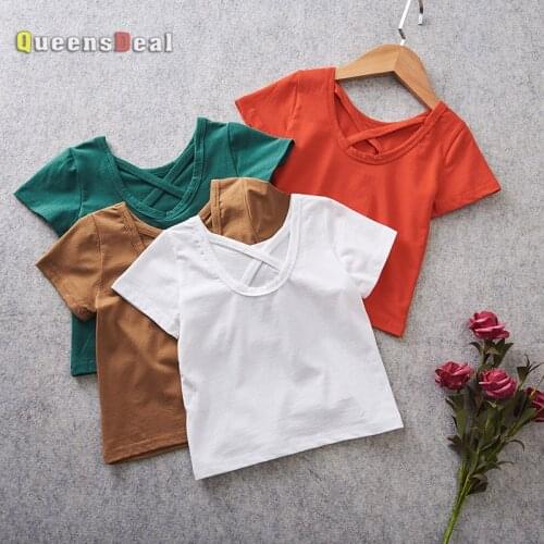 MERI AMMI Children Girl Summer Tees Clothing O-neck Cross T-Shirt Cotton Tops 2-7 Year Kids