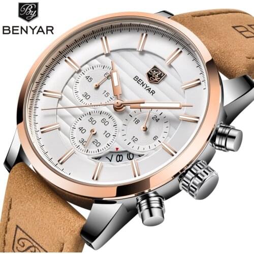 2021 New BENYAR Business Mens Watches Top Brand Luxury Chronograph Quartz Watch Male Waterproof Wrist Watch Relogio Masculino
