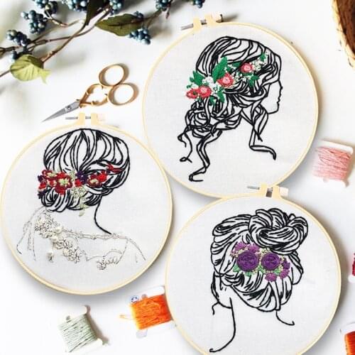 Girl Hair Accessory Cross Stitch Kit Wall Painting Diy 3d Beginner Embroidery Fabric Threads Material Bag Landscape Needlework