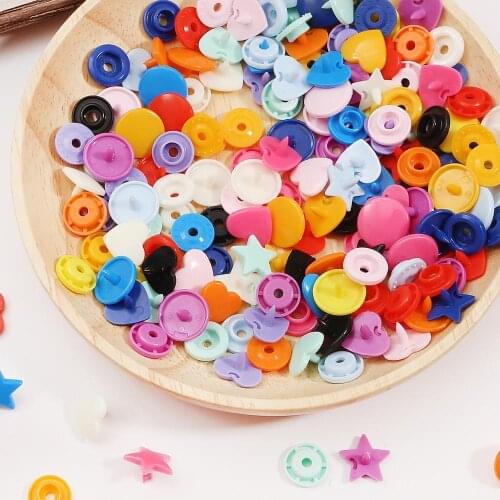10/20set 12mm Multicolor Star Heart Shaped Plastic Snap Button Fastener Snap Pliers Clothes Clips Snap Button Garment Accessorie