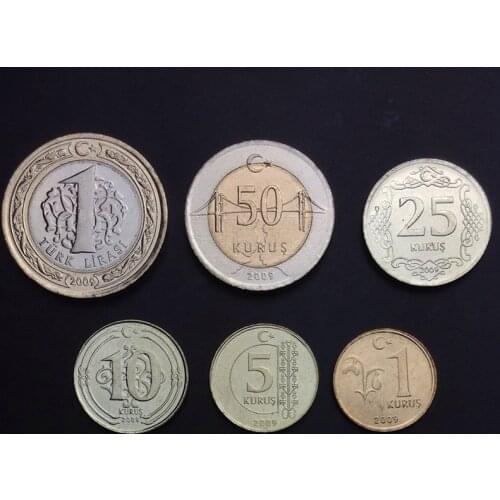 Turkey Set 6 New Genuine Original Coins 100% Real Collect Issuing Coins Unc Aisa