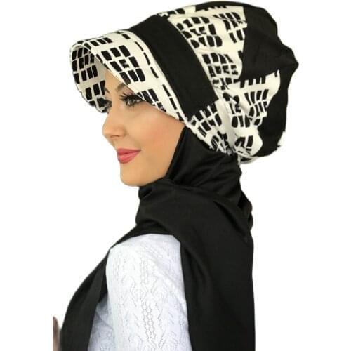 2021 new Fashion Hijab Women Muslim Bathing Cap Islamic Hijab Scarf Scarf Black White Hijab Horsehair Hat