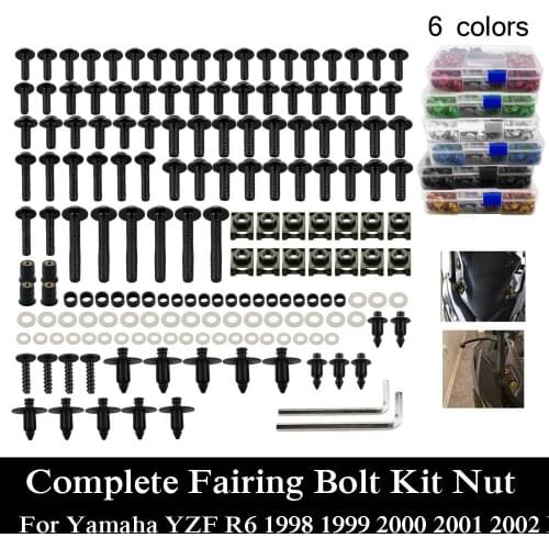 Fit For Yamaha YZF R6 1998 1999 2000 2001 2002 FZR1000 1991-1995 CNC Alloy Complete Fairing Bolts Kit Nut Bodywork Screws Clip