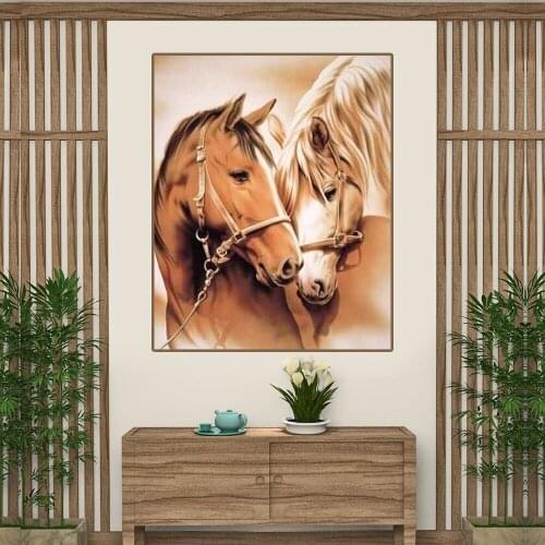 Full Square/Round Diamond Painting 5D DIY Horse Pattern Rhinestones Diamond Embroidery Animals Mosaic Drill Wall Home Decor Gift