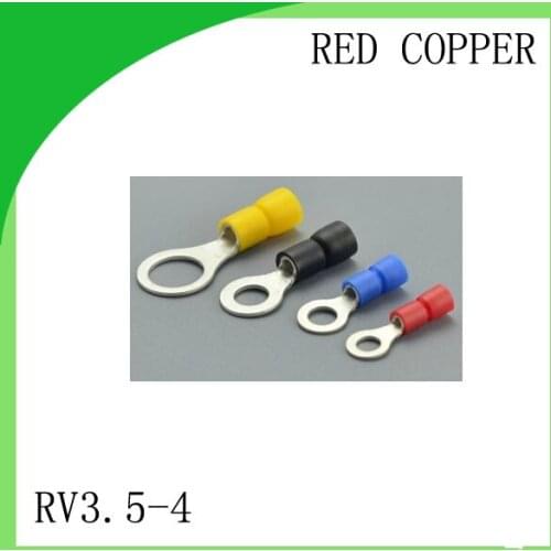 Manufacture red copper 1000 PCS RV3.5-4 Cold Pressed Terminal Connector Suitable for 16AWG - 14AWG Cable lug