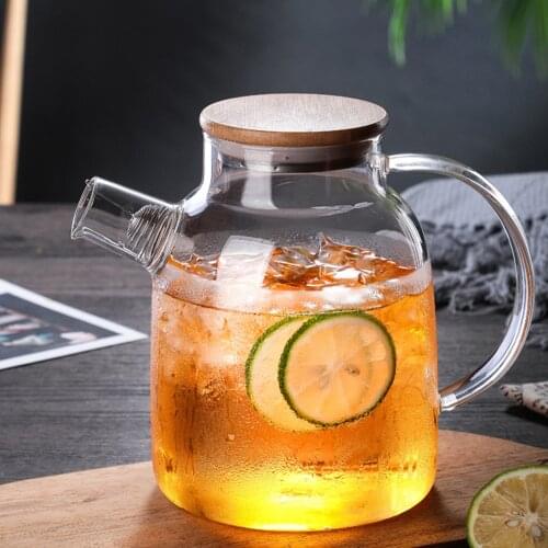 1.6L Transparent Borosilicate Glass Teapot Heat-Resistant Large Clear Tea Pot Flower Tea Set Coffee Pots Kettle Glass Water Jug