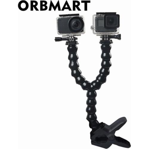 ORBMART Double Neck Mount Adjustable Flex Clamp Clip Arm Neck Tripod For Gopro Hero 6 5 4 SJCAM SJ4000 Xiaomi Yi Mijia Camera