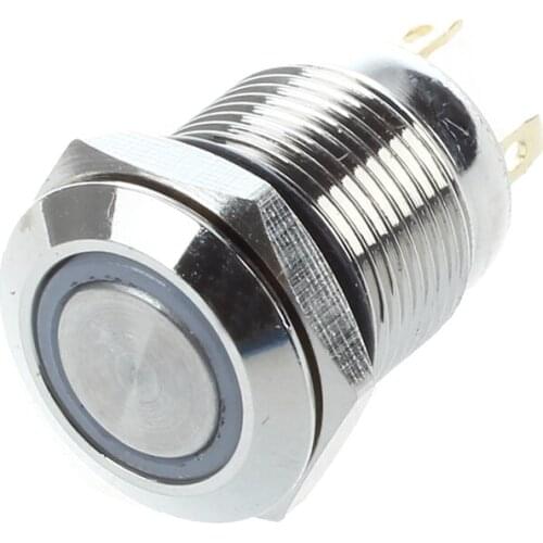 Angel Eye Blue LED Light 3V 12mm Stainless Steel Momentary Push Button Switch NO