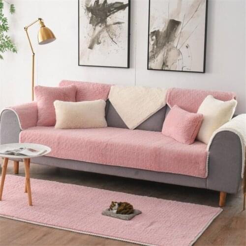 Modern minimalist style solid plush thickened sofa cover for leather sofa home decoration soft sofa towel