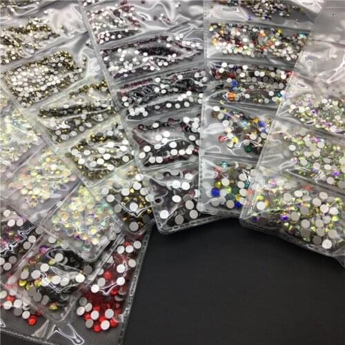 TopStone 1600pcs Mix Sizes SS4-SS12 Nail Art Rhinestone 3D Crystal stones for DIY nail jewelry High quality