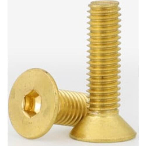 Pure Brass Flat Hex Hexagon Socket countersunk Head Screws DIN7991 M2 M2.5 M3 M4 M5 M6