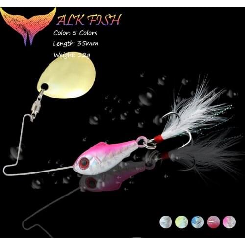 WALK FISH 1PCS 35mm/12g VIB Composite Sequins Fishing Lure 360 Rotating Sequins With Feathers Three Hooks Ice Fishing Baits Tool